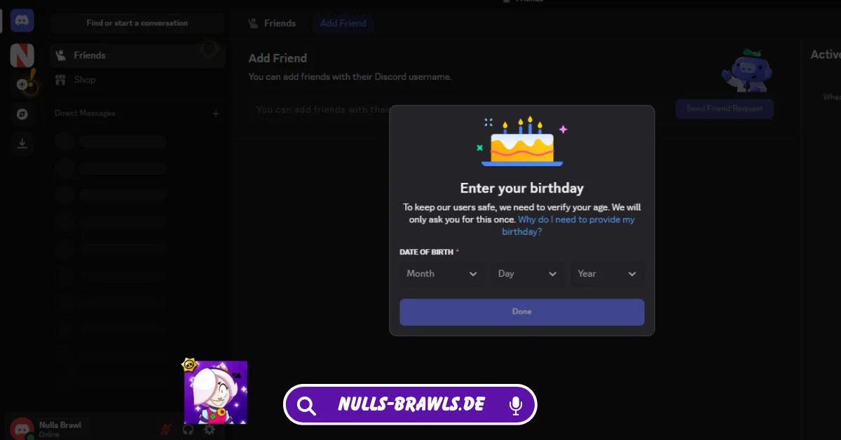 Geburtsdatum einstellen